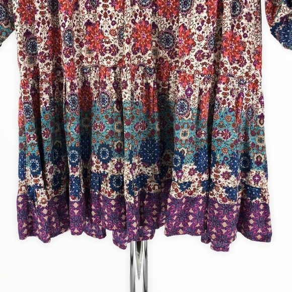 Lulu’s Once and Floral Mixed Print Shirt Dress Roll Tab Sleeves Small - Picture 8 of 16